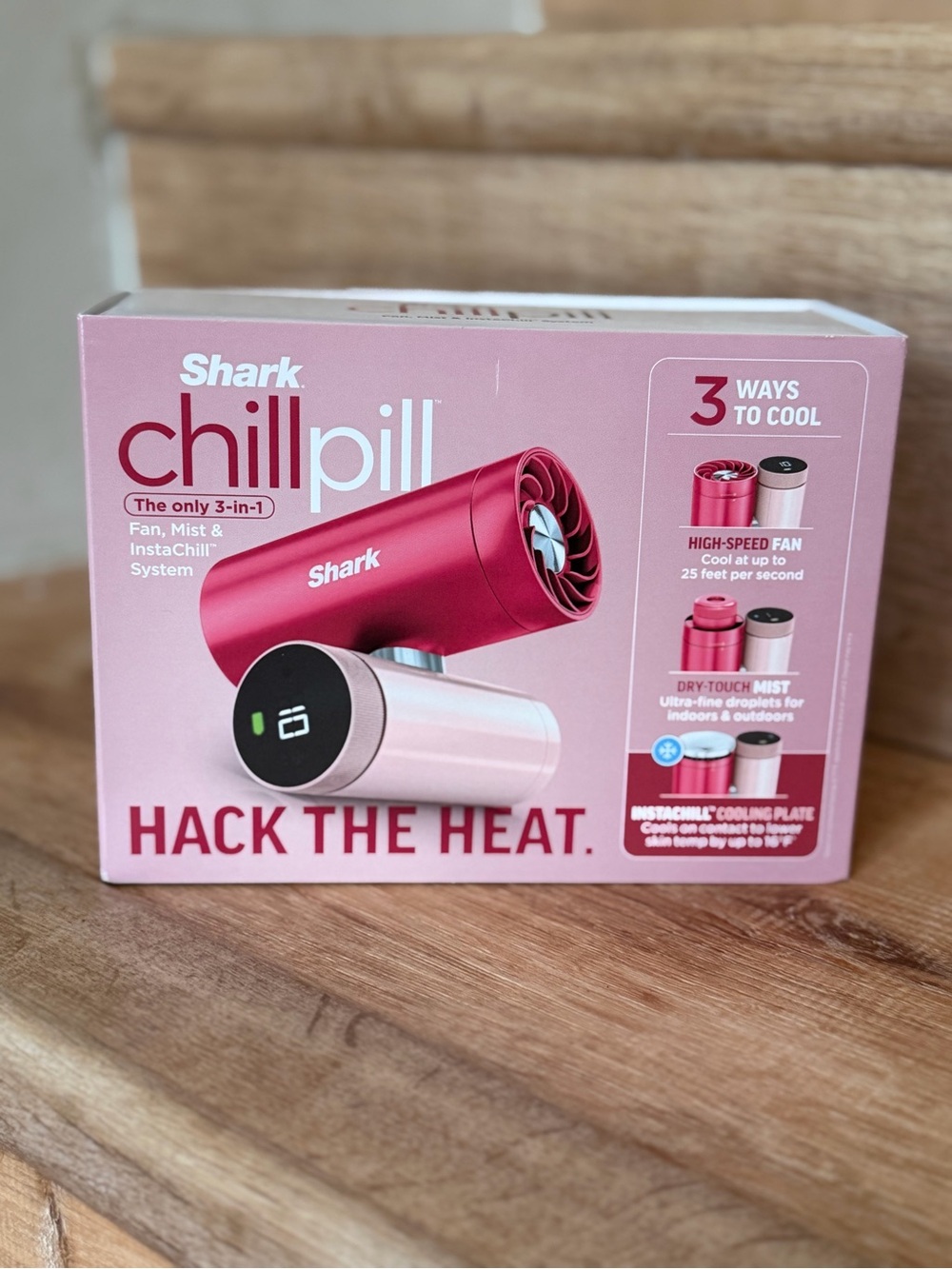 Shark ChillPill 3-in-1 Personal Cooling System Fan Mist Cooling Plate Pink New